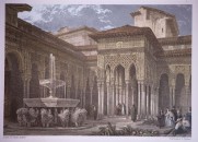 8- grabado del patio de los leones de la Alhambra